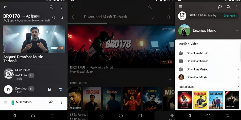 Tampilan antarmuka aplikasi Download Musik BRO178 yang intuitif.