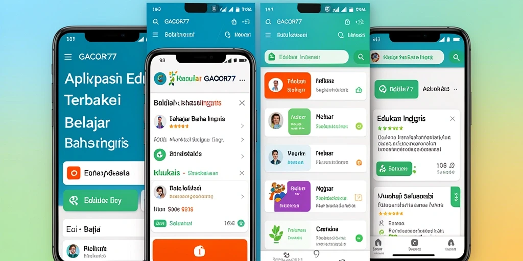 Antarmuka aplikasi GACOR77 untuk belajar Bahasa Inggris yang interaktif.