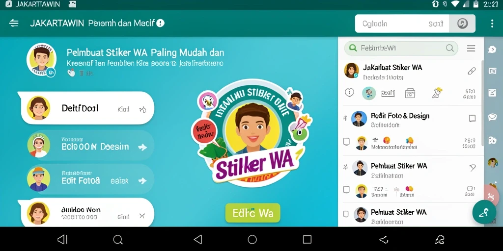 Antarmuka intuitif dan beragam pilihan untuk membuat stiker WA.