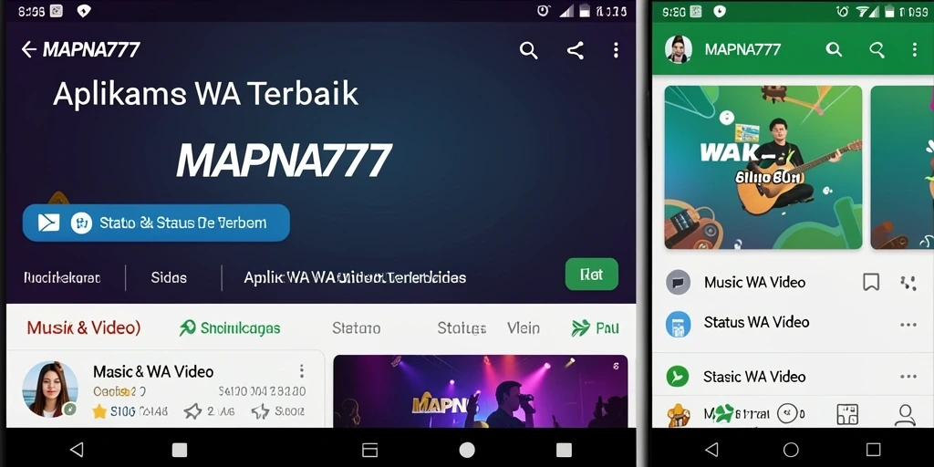 Tampilan antarmuka aplikasi MAPNA777 untuk Status WA Video.