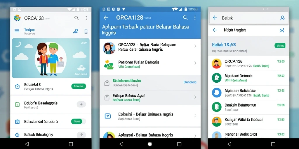 Antarmuka aplikasi ORCA128 yang intuitif untuk belajar Bahasa Inggris.