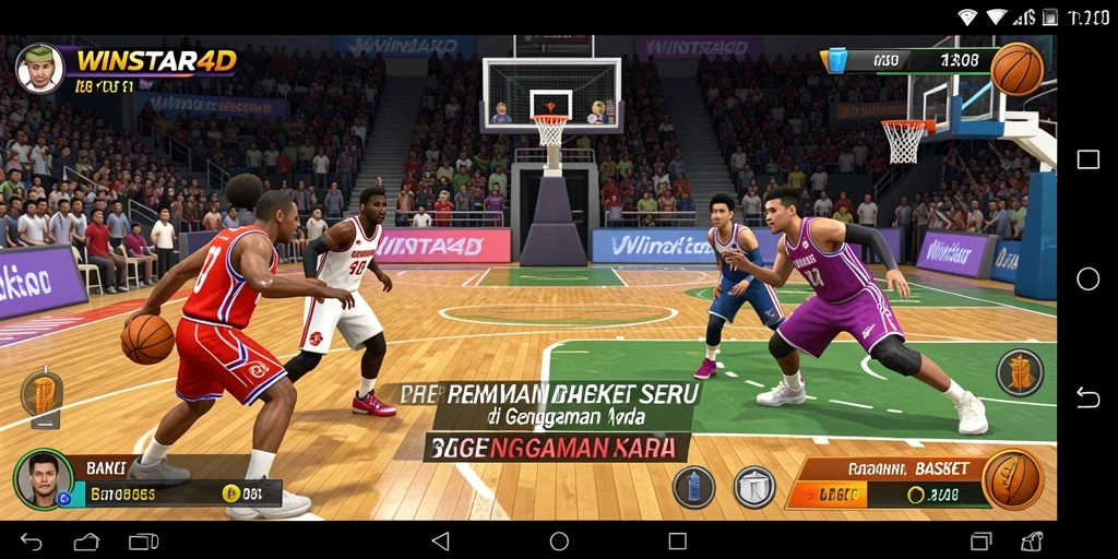 Screenshot utama WINSTAR4D menampilkan aksi seru permainan basket.